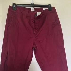 GAP Red Trousers with Cotton Blend and Flat Front